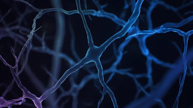 Pulsating, organic light beams resembling neural connections, creating a complex, seamlessly looping abstract science background backdrop, bright, abstract