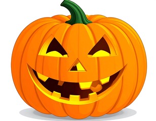 Fototapeta premium Cartoon pumpkin with a carved, grinning face