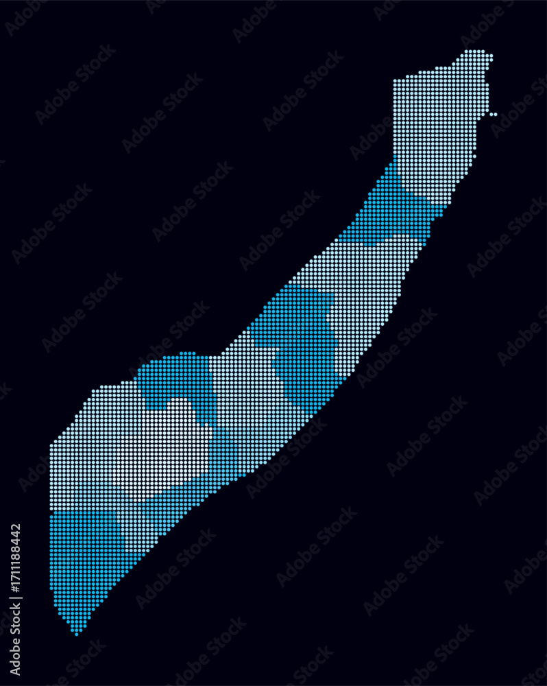 Poster somalia dotted map. digital style map of the country on dark background. somalia shape with circle d
