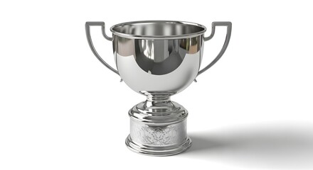 Classic silver trophy cup representing victory, achievement, and being the champion in a competition