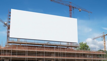 Blank billboard in the construction site 