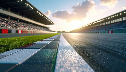 Fototapeta premium Racing Track at Sunset, Grandstand View