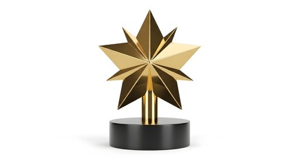 Elegant Golden Star Trophy Symbol of Achievement and Recognition on White Background