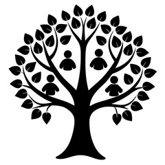 Obraz premium A symbolic tree illustration featuring silhouettes of people within its branches
