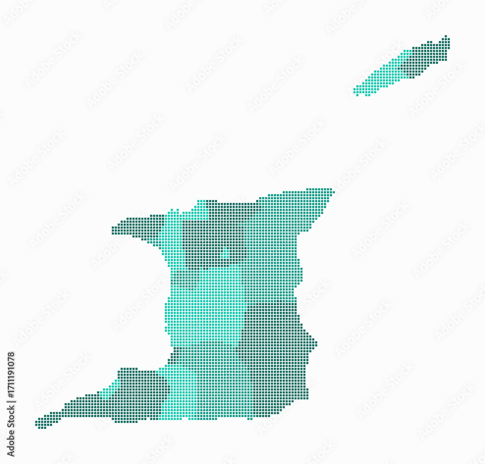 Poster trinidad and tobago dotted map. digital style map of the country on white background. trinidad and t