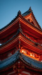 Obraz premium Traditional Japanese Pagoda with Intricate Roof Design