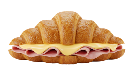 A delicious ham and cheese croissant, a perfect snack for any time of day. This image perfectly captures the delightful combination of flavors and textures