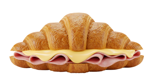A delicious ham and cheese croissant, a perfect snack for any time of day. This image perfectly captures the delightful combination of flavors and textures