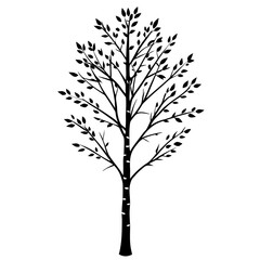 Obraz premium Simple black and white illustration of a leafy tree against a white background