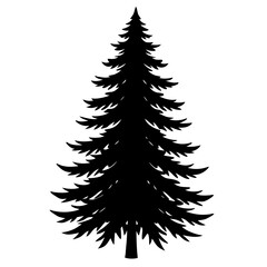 Obraz premium Simple black silhouette of a coniferous evergreen tree on a white background