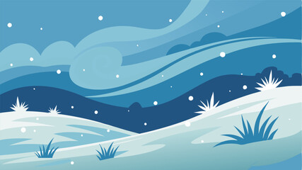 Fototapeta premium As the cold wind blows through the winter meadow it whips up flurries of snow creating a mesmerizing and dynamic scene. Its a reminder of natures power and beauty even in the midst