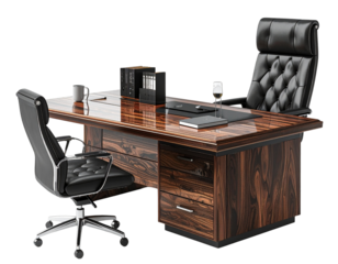 Firefly_Modern Executive Office Desk PNG – Transparent Background