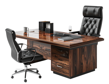 Firefly_Modern Executive Office Desk PNG – Transparent Background