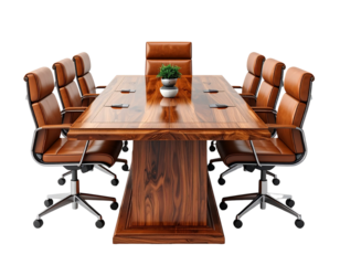 Firefly_Wooden Conference Table PNG – Transparent Office Furniture