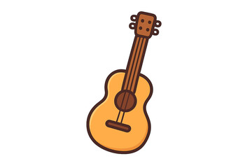 Naklejka premium Acoustic guitar vector illustration. Simple cartoon icon of a musical instrument for music concept. Ukulele flat design graphic element isolated on white background.