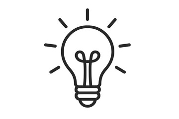 Lightbulb line icon. Idea, innovation, solution concept. Symbol of creativity, inspiration, and thinking. Electric light lamp sign. Energy and electricity pictogram. Vector logo.