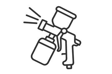 Paint spray gun vector icon. Line art illustration of a sprayer tool for painting. Automotive, industrial equipment for car body shop, renovation, and DIY projects. Airbrush.