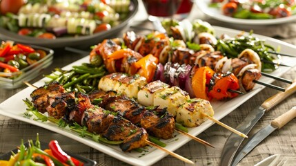 A diverse assortment of grilled vegetarian options sure to satisfy any craving and delight the taste buds.