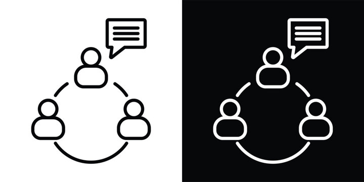 forum icon set in outline black and white style vector illustration