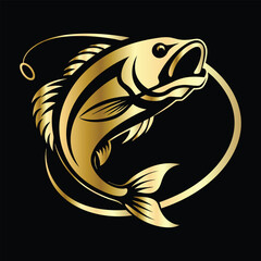 Golden Marlin Fish Logo Design – Luxury Sailfish Vector Emblem for Sport Fishing, Seafood Branding, Ocean Adventure Badge, Premium Fisherman Club Icon, Stylish Golden Logo Illustration.
