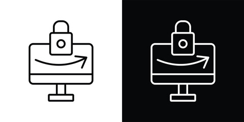 Fototapeta premium privatization icon set in outline black and white style vector illustration