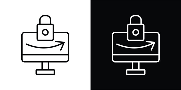 privatization icon set in outline black and white style vector illustration