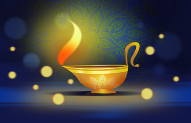  diwali greeting card , lamp