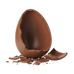 Broken Chocolate Easter Egg, Cracked Shell Pieces, Sweet Treat