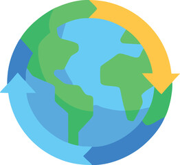 Gradient eco-themed Earth with overlapping arrows in blue + green mix.