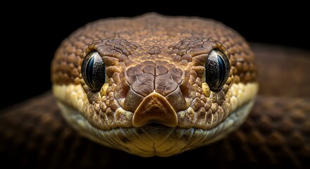 Fototapeta premium Brown Snake Head Close-Up, Reptile Portrait