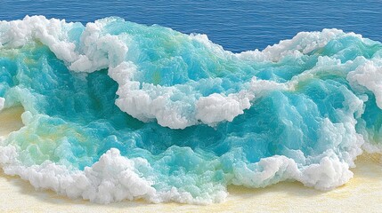 Fototapeta premium Stylized Pixelated Ocean Wave Crashing on Sandy Beach