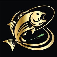 Golden Marlin Fish Logo Design – Luxury Sailfish Vector Emblem for Sport Fishing, Seafood Branding, Ocean Adventure Badge, Premium Fisherman Club Icon, Stylish Golden Logo Illustration.
