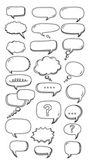 Collection of Hand-Drawn Speech Bubbles Variety of Shapes and Designs for Communication Concepts