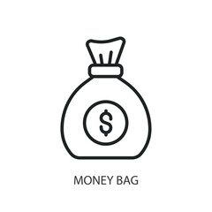 Money bag thin line vector icons.