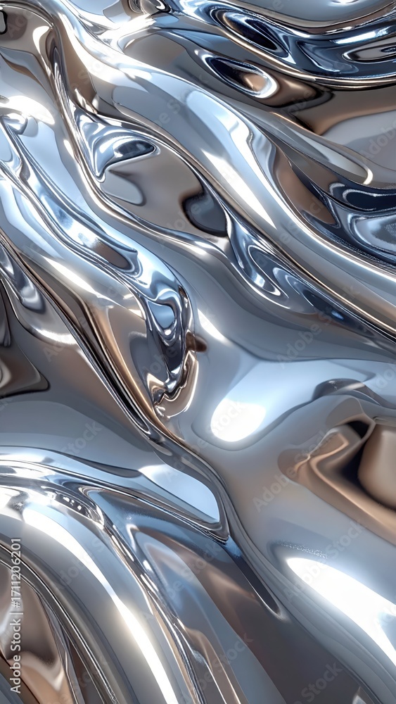 Aufkleber abstract metallic surface with smooth waves and reflections