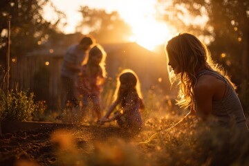 Golden Hour Family Gardening Activities Outdoors