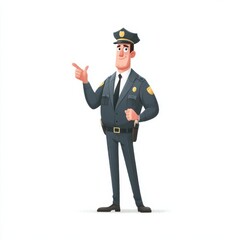 A male police officer in uniform stands confidently,