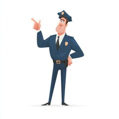 A helpful cartoon policeman explains safety measures to people,