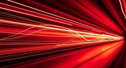 Dynamic Red Light Streaks Creating a Futuristic Visual Effect