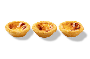 Egg tarts isolated on white background.