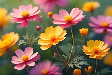 Obraz premium Vibrant red and yellow chrysanthemum flowers blooming beautifully in a garden