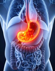 Stomach Inflammation Illustration of Gastritis or Gastric Ulcer