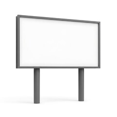 Empty billboard with a dark gray frame and supports, set against a plain white background.