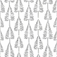 Obraz premium Black and White Pine Tree Pattern