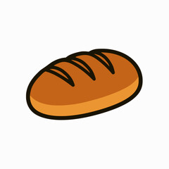 A simple vector of a loaf of freshly baked bread with solid colors on a white background