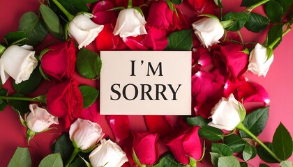 Apology Card Surrounded by Roses