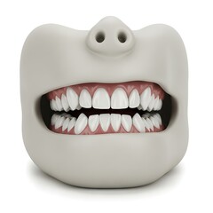 Naklejka premium A close-up view of a 3D model mouth, showcasing a wide-open smile, with perfectly aligned teeth and detailed gums.