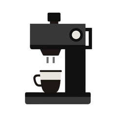 Modern Black and White Espresso Machine with Cup Vector Illustration Graphic Design