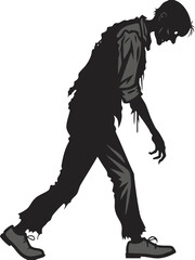 Fototapeta premium Zombie Silhouette – Realistic Vector Illustration, Walking Pose, Isolated on Transparent Background