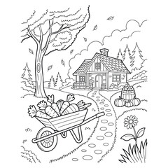 A spooky and fun halloween coloring book page for children featuring classic halloween icons